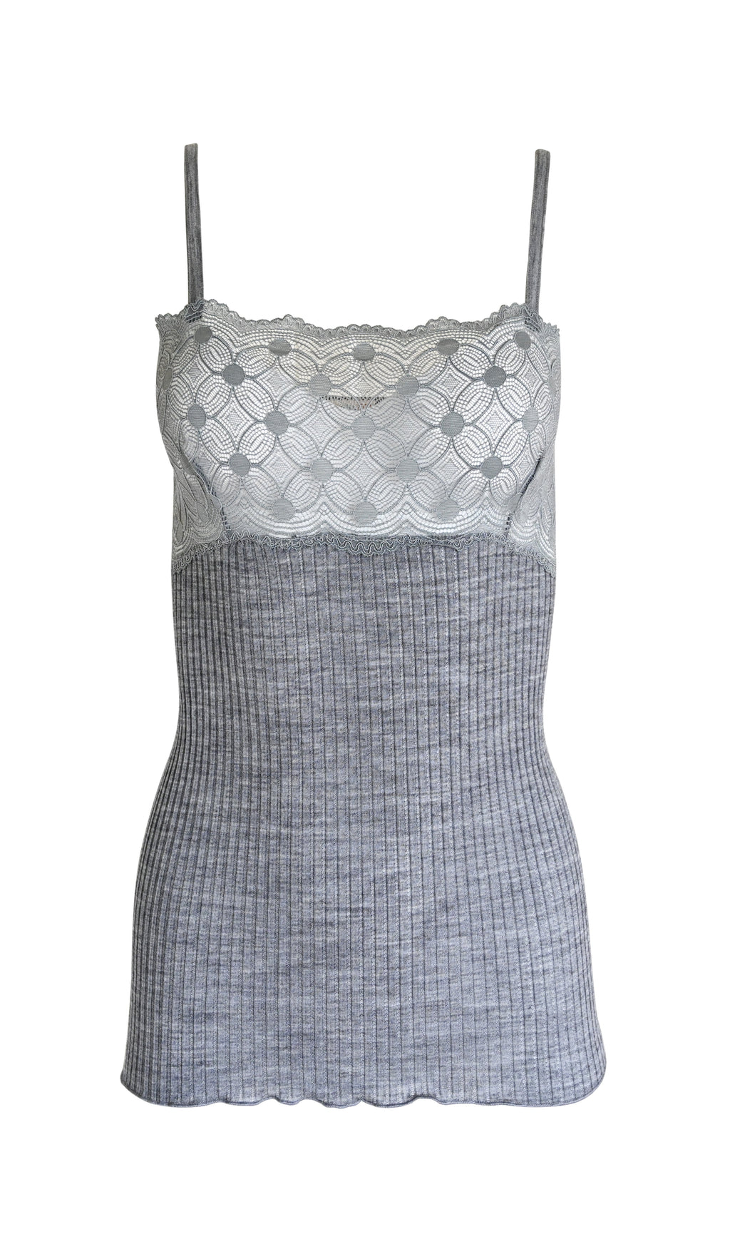 EGI Exclusive Merino Wool Blend Spaghetti Straps Lace-Trimmed Camisole