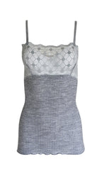 EGI Exclusive Merino Wool Blend Spaghetti Straps Lace-Trimmed Camisole