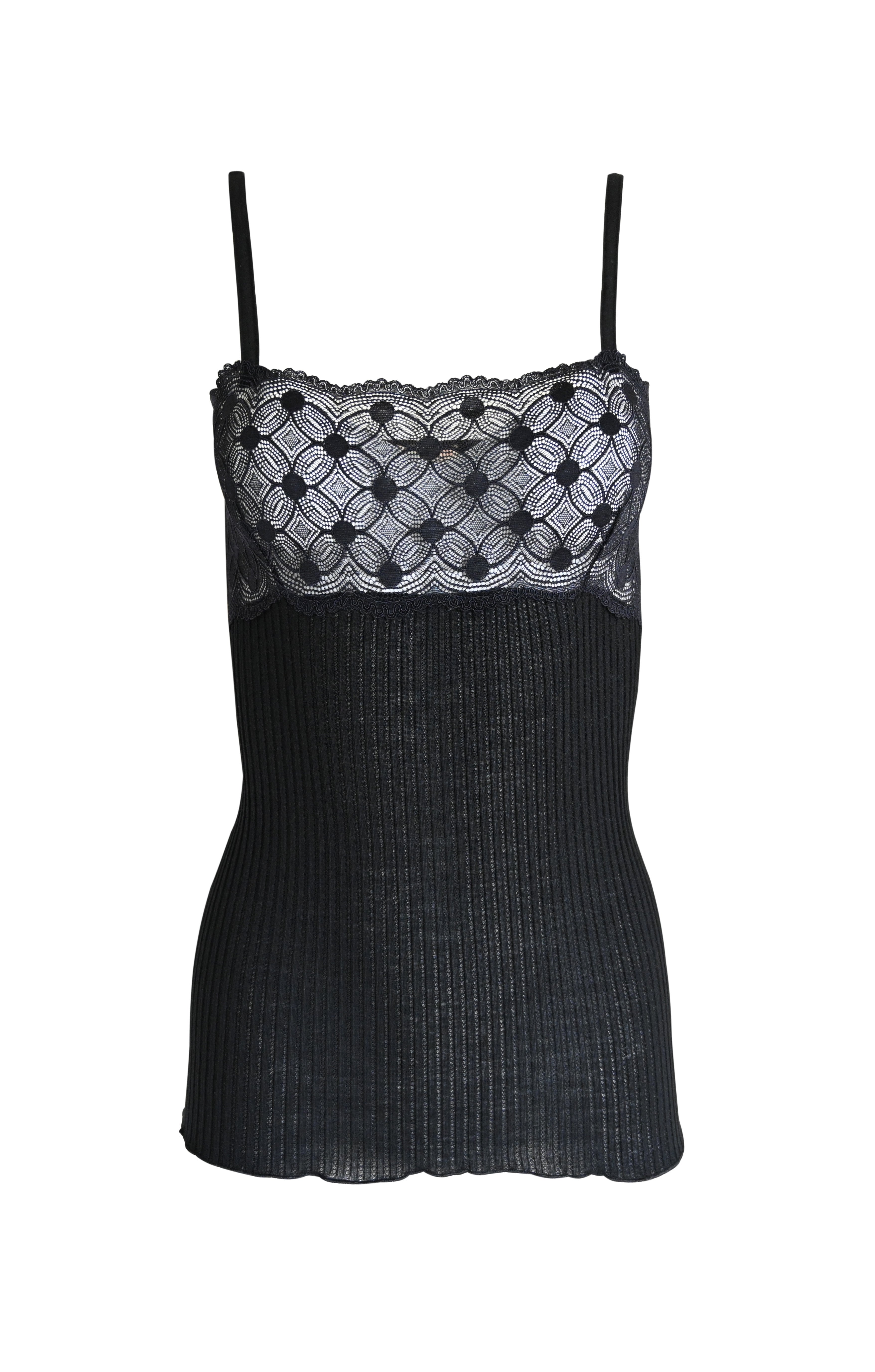 EGI Exclusive Merino Wool Blend Spaghetti Straps Lace-Trimmed Camisole