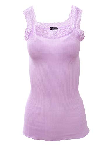 BASIC COTTON Free Spirit Premium Cotton Women's Lace Trim Tank Top