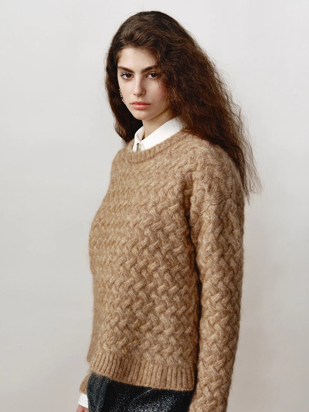 FF×JW Classic Mohair Pullover Sweater with Textured Knit