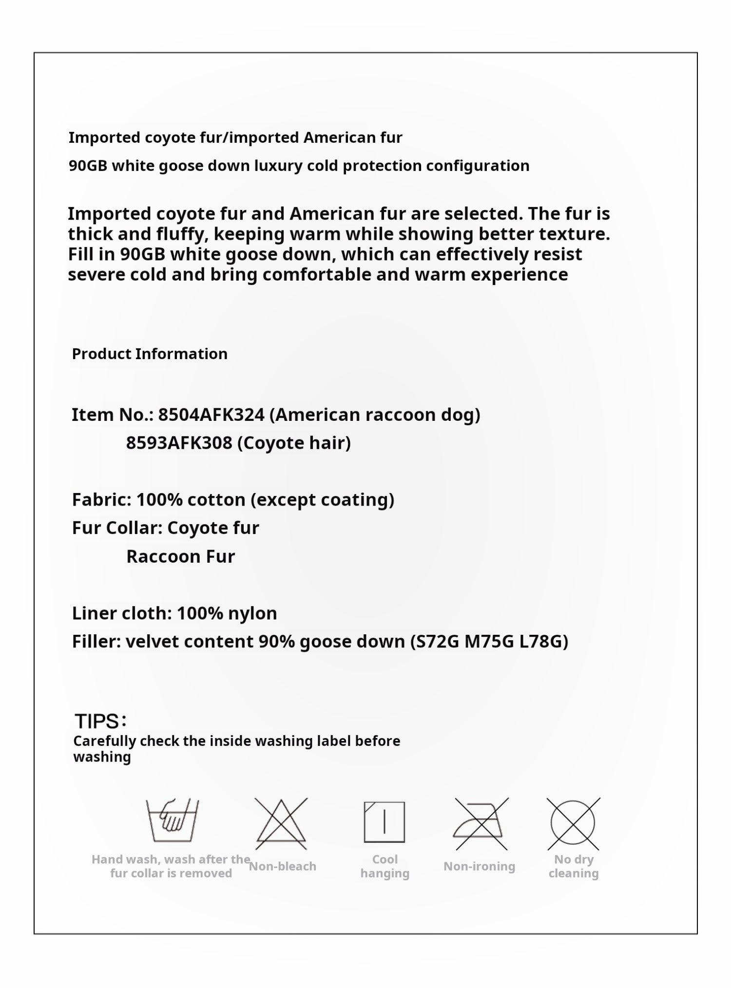 Fireladyfur Down Parka with Fur Collar ‘The Long Night Is Coming’