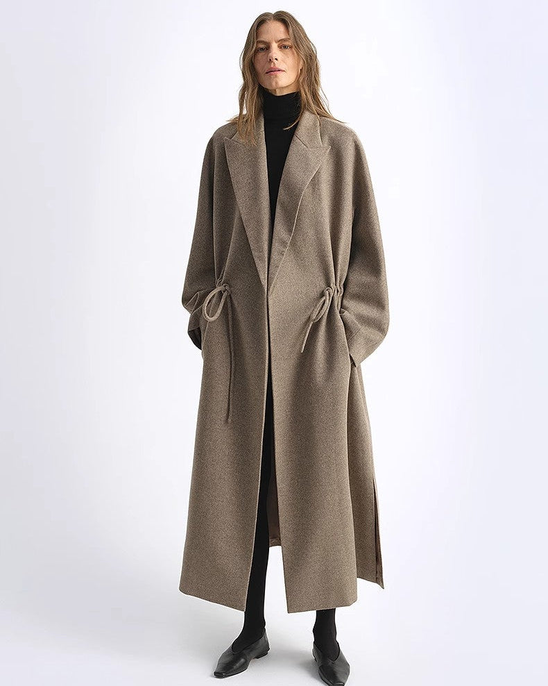 ‘Desert Heart’ Original Wool Peaked Lapel Drawstring Coat