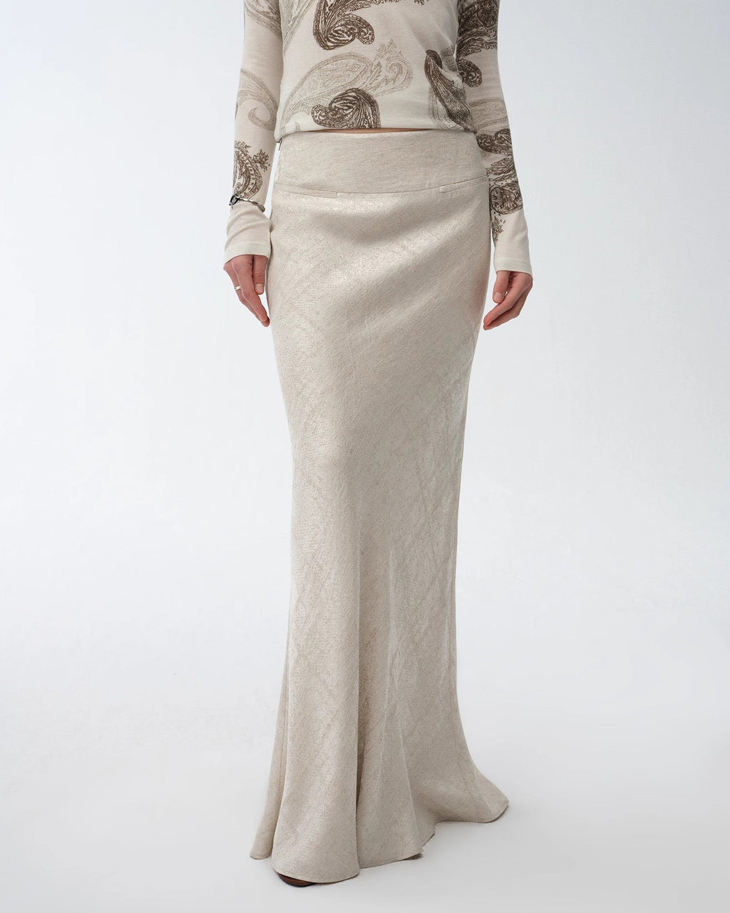 Retro Bias-Cut Linen Blended Straight Fishtail Maxi Skirt ‘Light and Breezy’