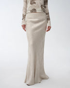 Retro Bias-Cut Linen Blended Straight Fishtail Maxi Skirt ‘Light and Breezy’