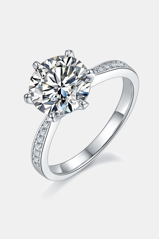 Solitaire 3 Ct Moissanite Side Stones Silver Ring