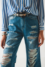 Destroyed Boyfriend Jeans in Blue