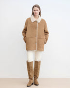 Fireladyfur Women's Faux Leather Shearling Jacket