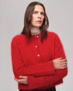 Albaca Alpaca Brushed Round Neck Straight Cardigan