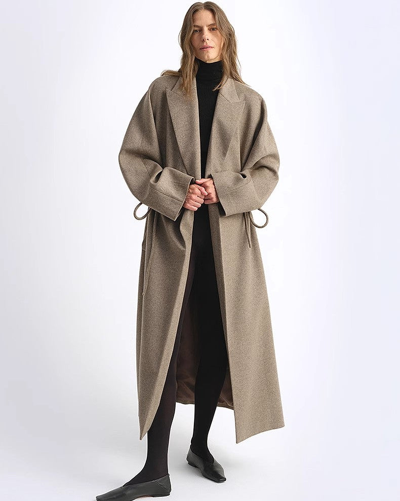 ‘Desert Heart’ Original Wool Peaked Lapel Drawstring Coat