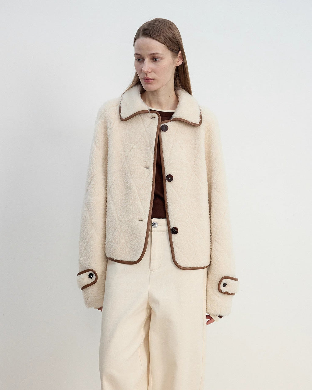 'Modern Milk Cafe' Hill Fur Merino Sheepskin Fur Women's Jacket