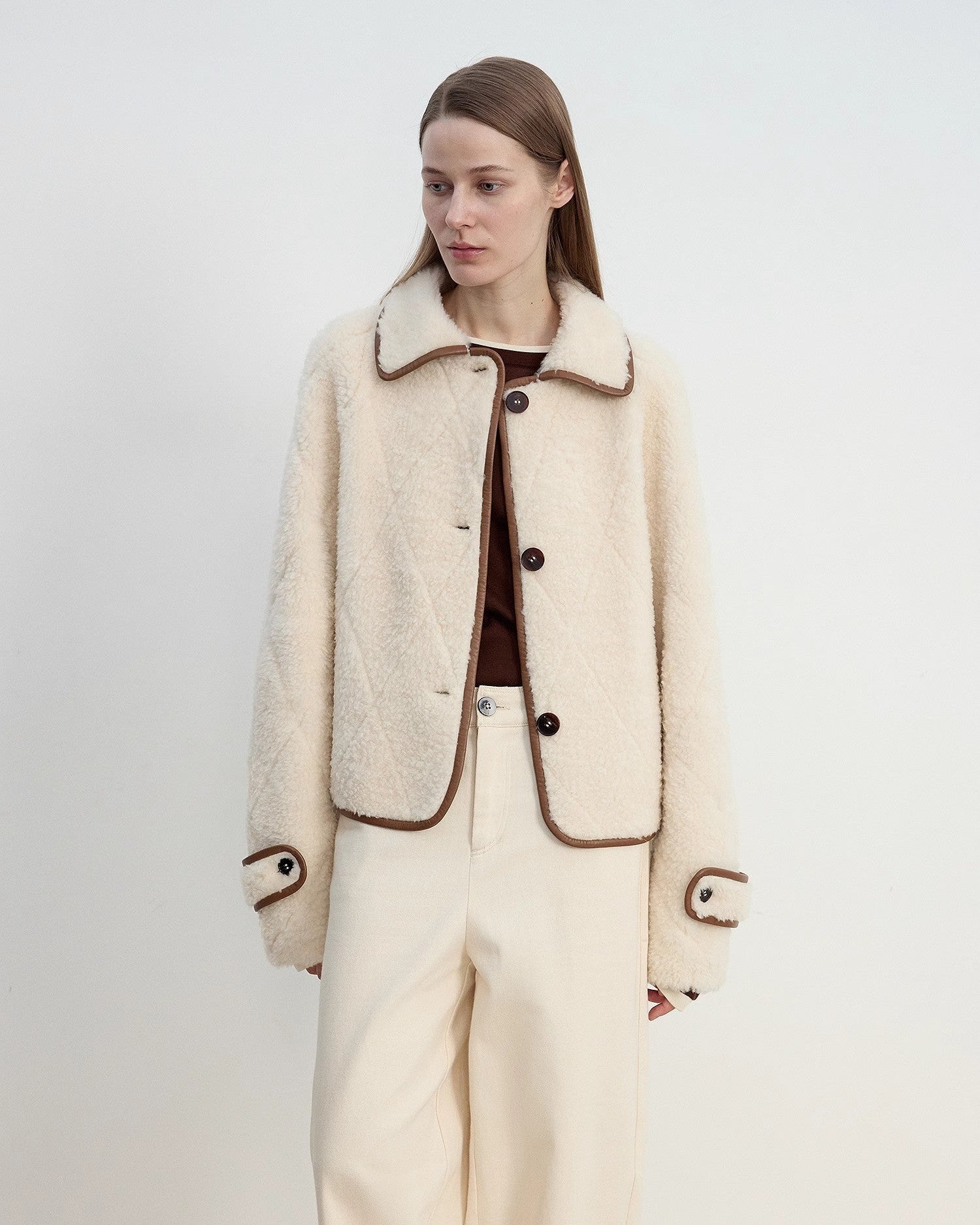'Modern Milk Cafe' Hill Fur Merino Sheepskin Fur Women's Jacket