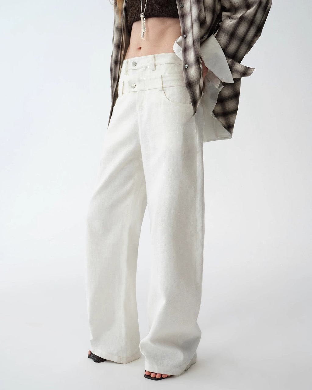 Old Money Style Linen Cut Scimitar Pants ‘Weiss Love Letter’