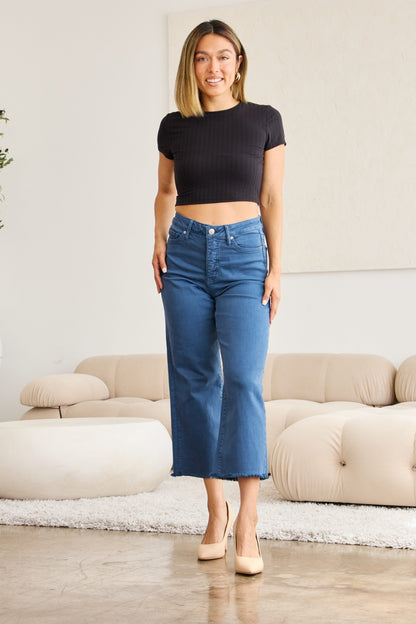 Crop Chloe Tummy Control High Waist Raw Hem Jeans