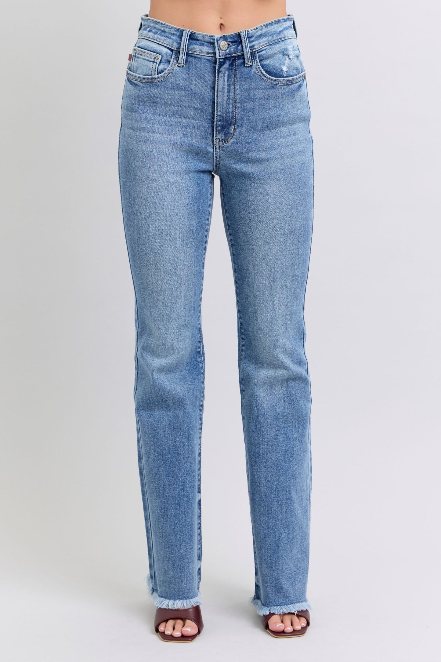 Raw Hem High Rise Bootcut Jeans