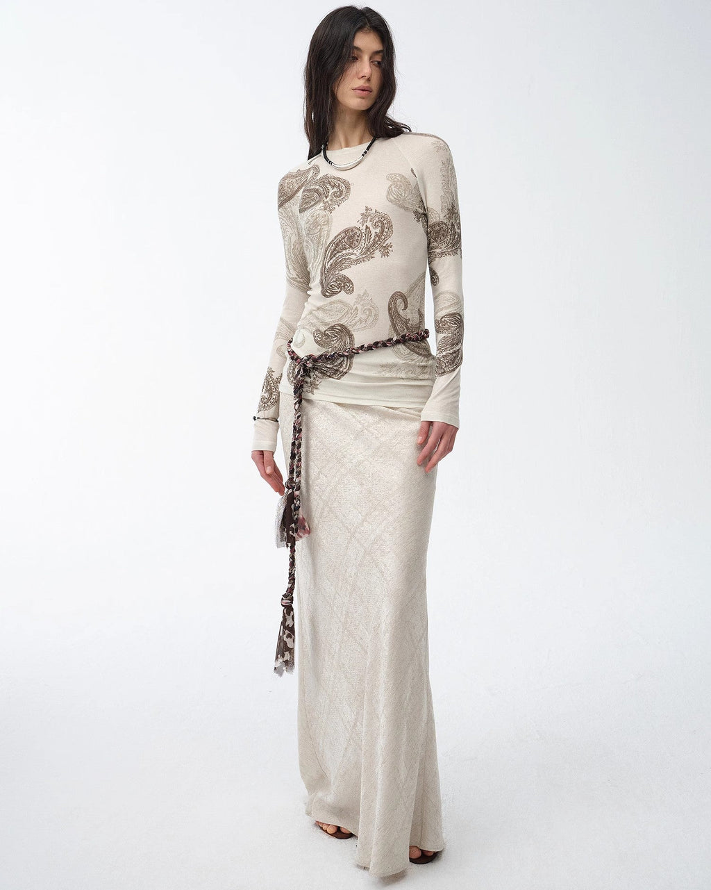 Retro Bias-Cut Linen Blended Straight Fishtail Maxi Skirt ‘Light and Breezy’