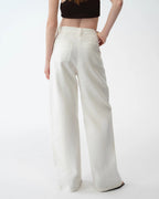 Old Money Style Linen Cut Scimitar Pants ‘Weiss Love Letter’