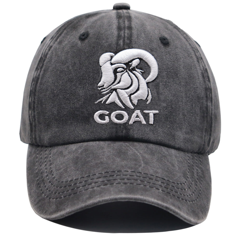 GOAT Ram Embroidered Vintage Washed Baseball Cap