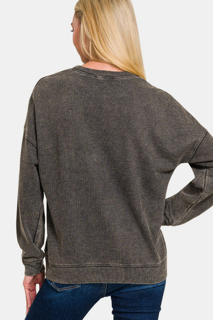 Black Washed Dropped Shoulder Sweatshirt