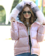 Nicole Genuine Polar Fox Reversible Down Coat