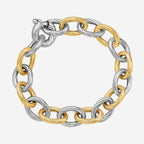 18K Yellow Gold and Sterling Silver Rhodium Plated Diamond Cut Chain Bracelet