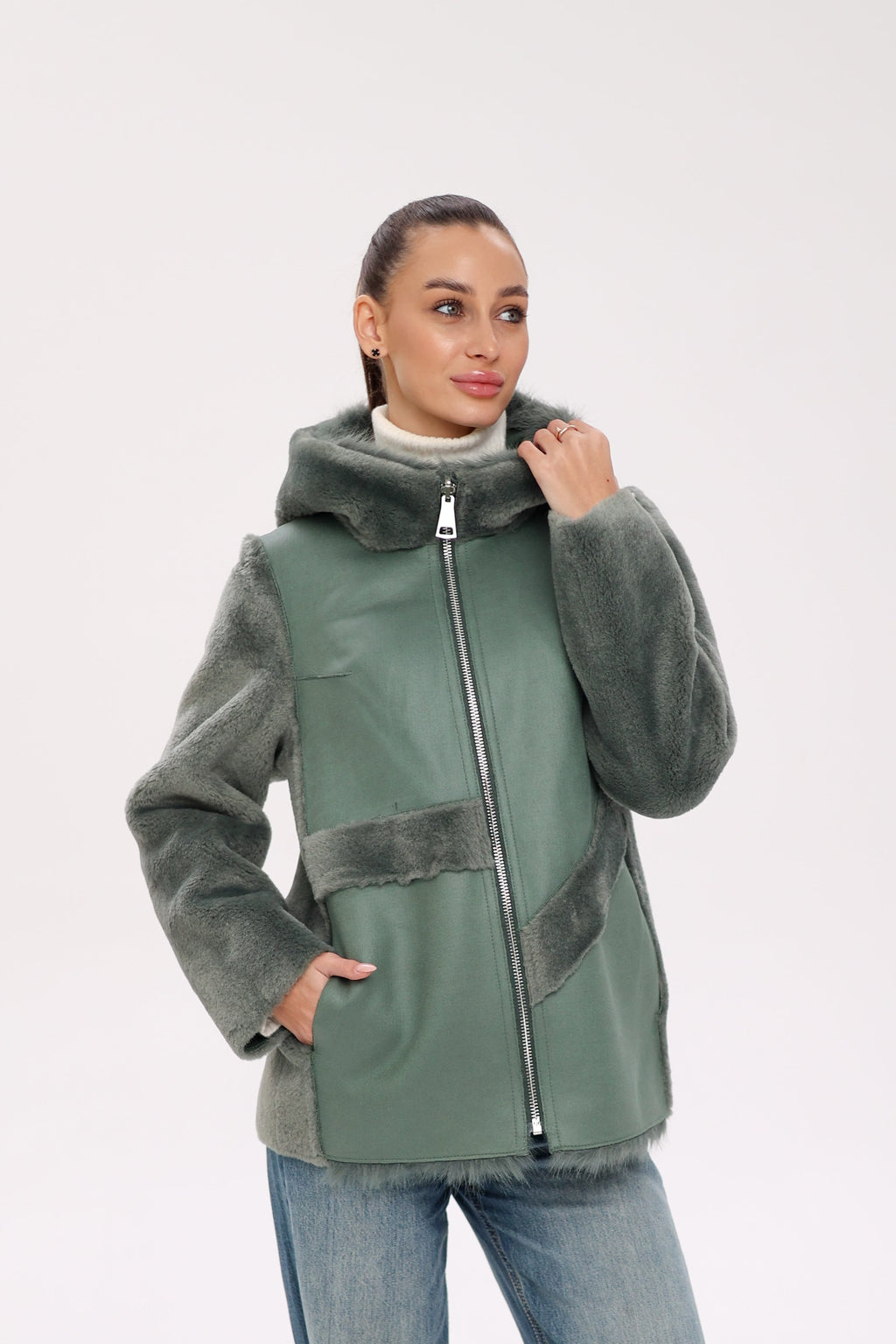 Reversible Hooded Wool Blend Jacket