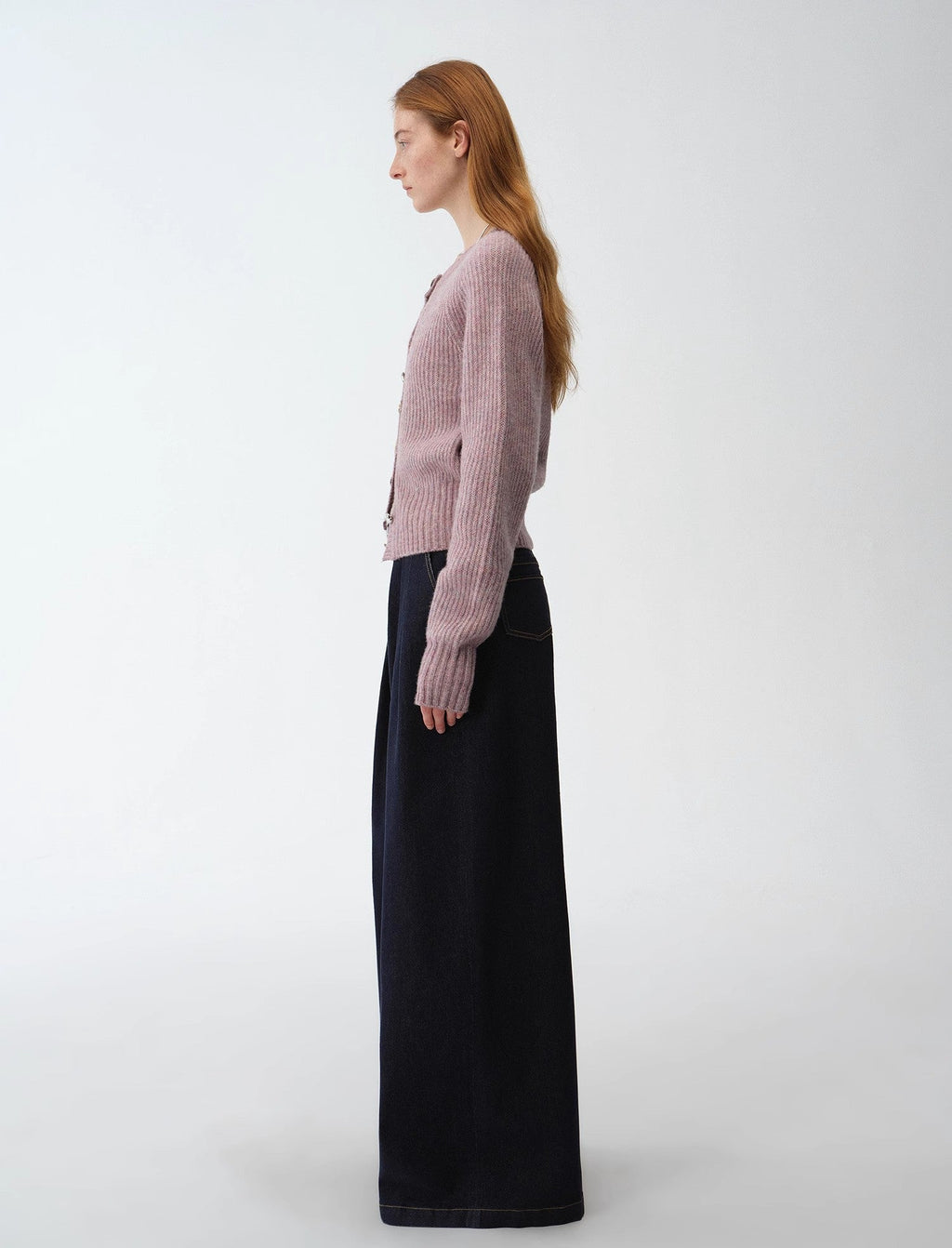 ‘Hokkaido Weaving Love’ Wool Blend Crew Neck Cardigan Top