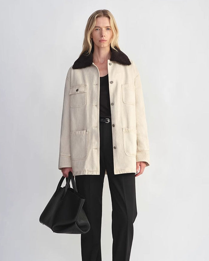 Fireladyfur Women's Goose Down Detroit Jacket with Merino Wool Collar