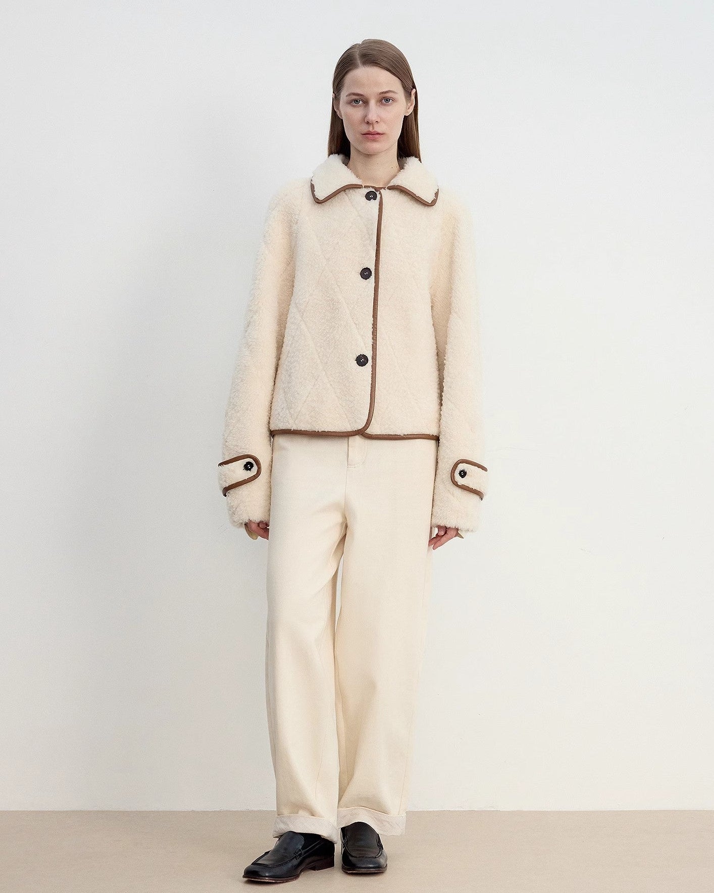 'Modern Milk Cafe' Hill Fur Merino Sheepskin Fur Women's Jacket