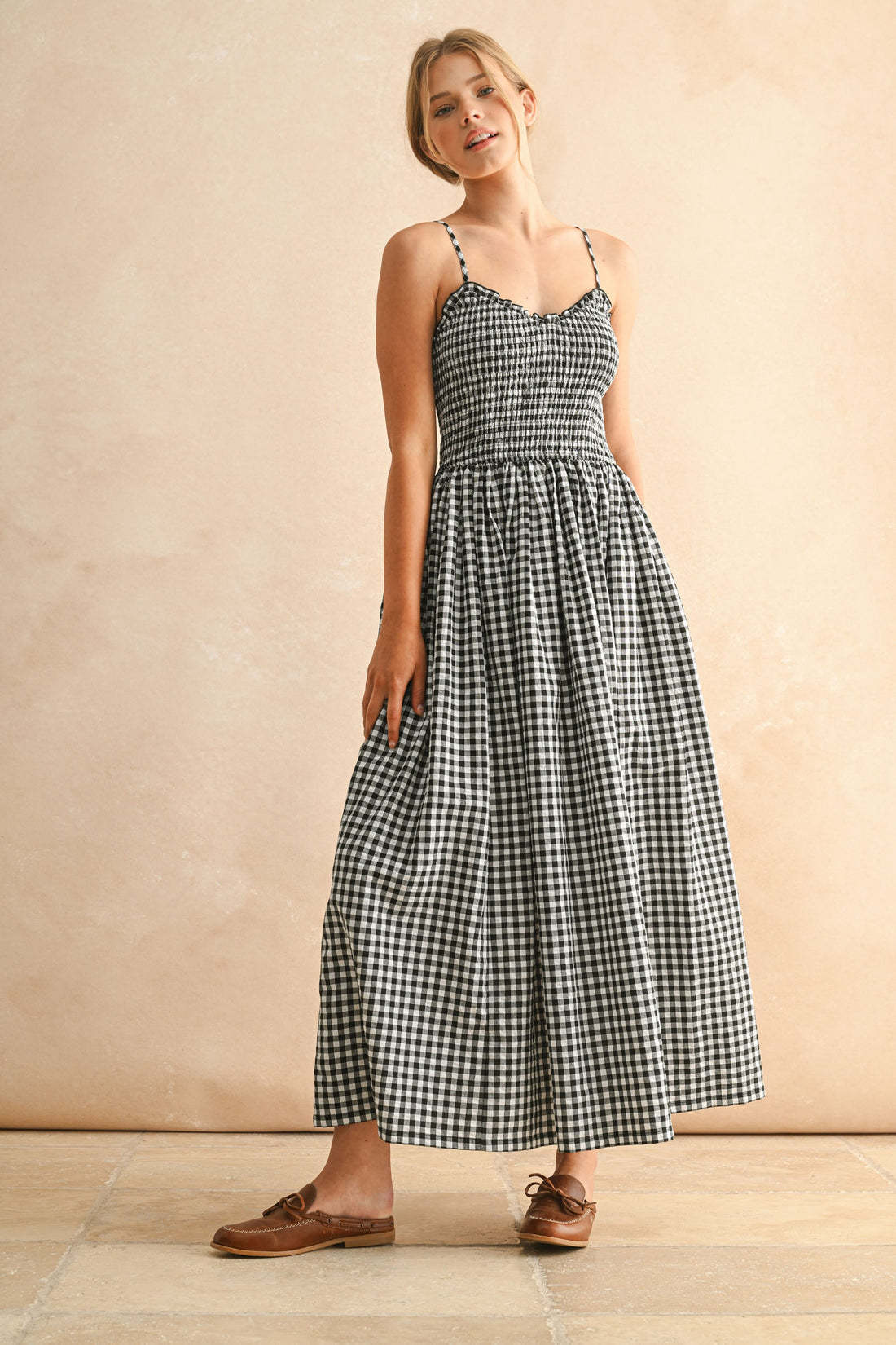 Women's Retro Plaid Sleeveless A-Line Maxi Dress