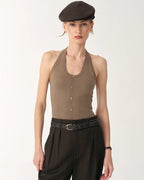 Wool All-Match Halter Neck Jumpsuit for Women