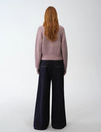 ‘Hokkaido Weaving Love’ Wool Blend Crew Neck Cardigan Top