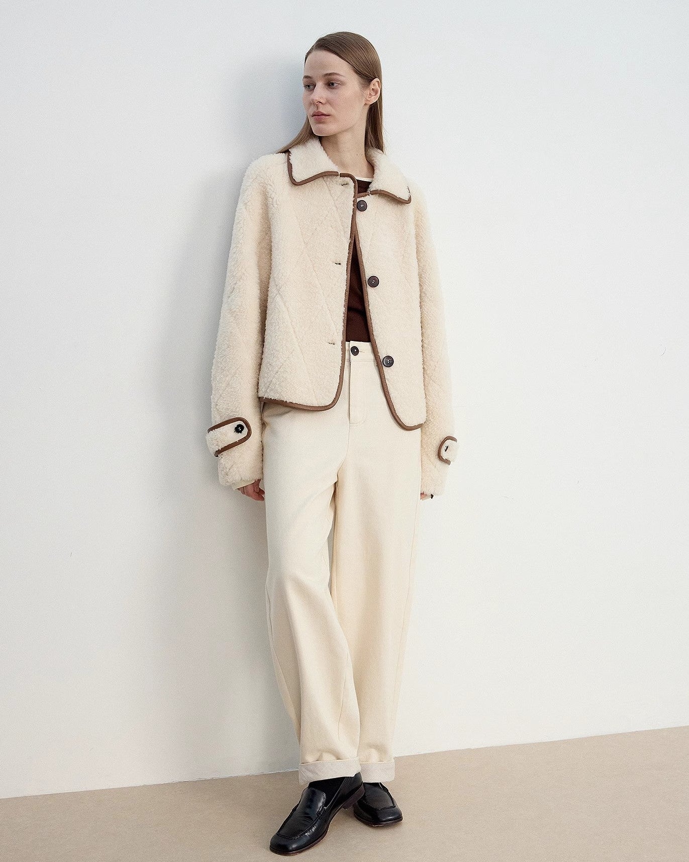 'Modern Milk Cafe' Hill Fur Merino Sheepskin Fur Women's Jacket