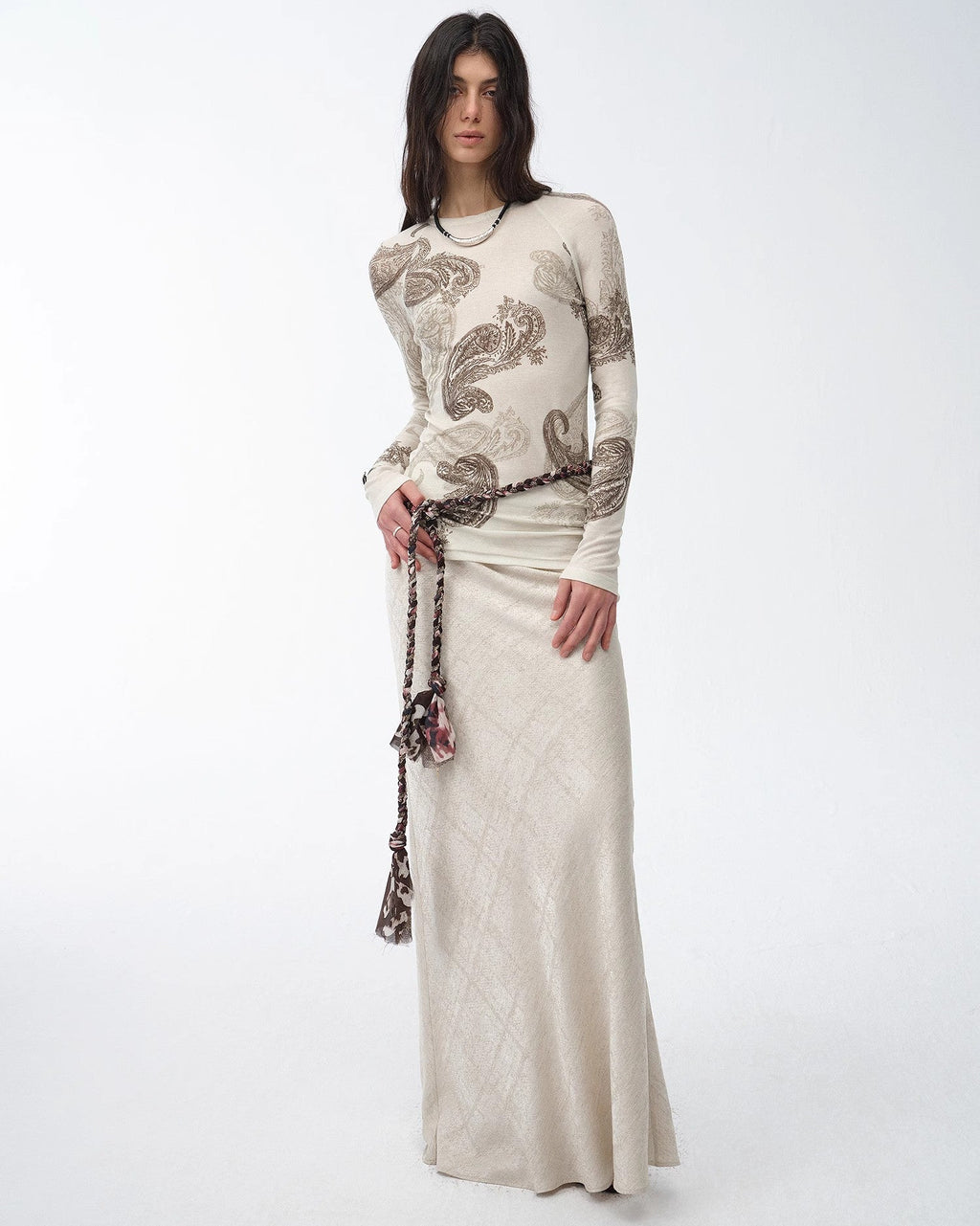 Retro Bias-Cut Linen Blended Straight Fishtail Maxi Skirt ‘Light and Breezy’