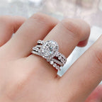 Layered Ring with 3 Ct Moissanite & CZ in Sterling Silver