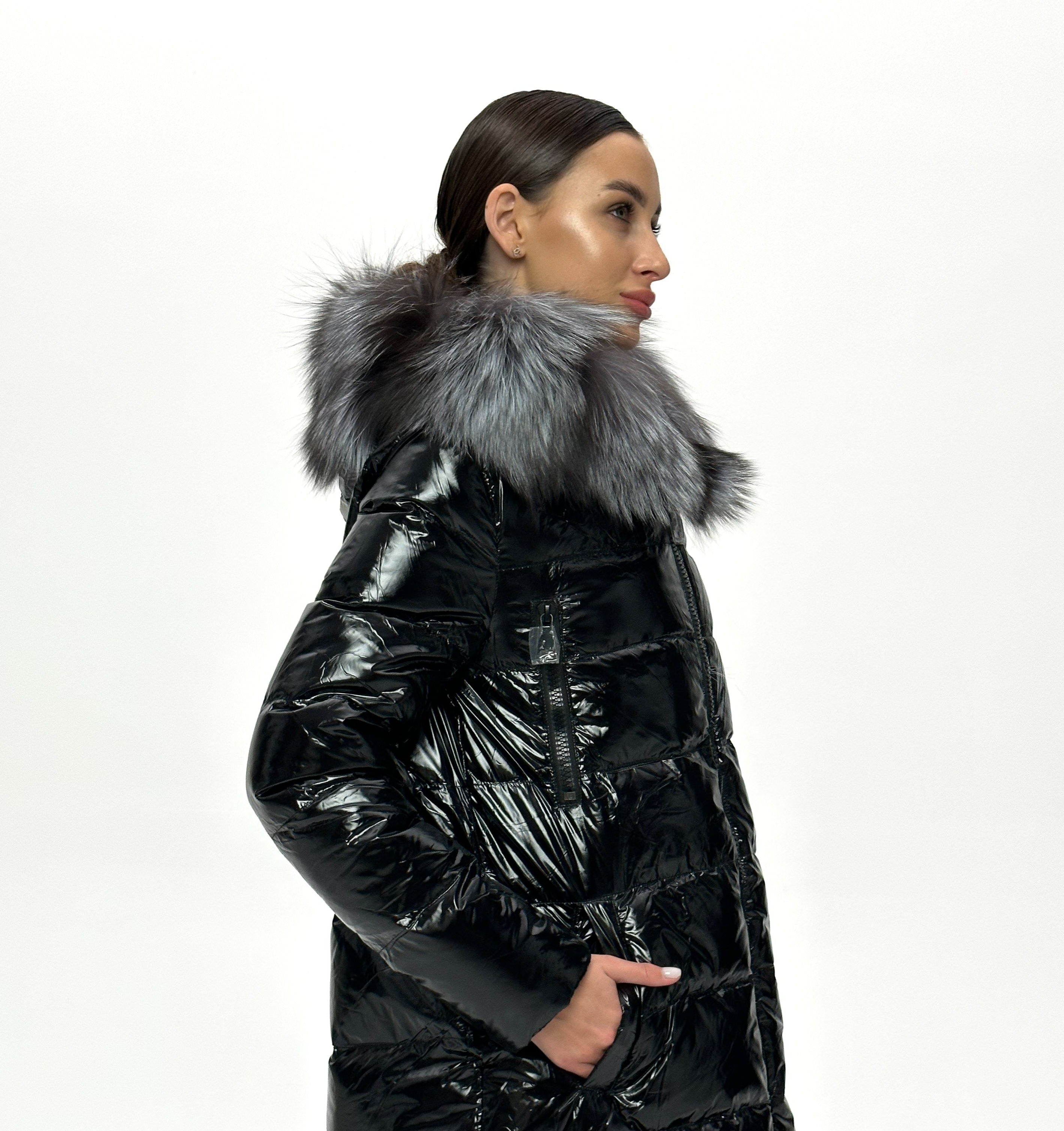 Onyx Genuine Silver Fox Down Parka