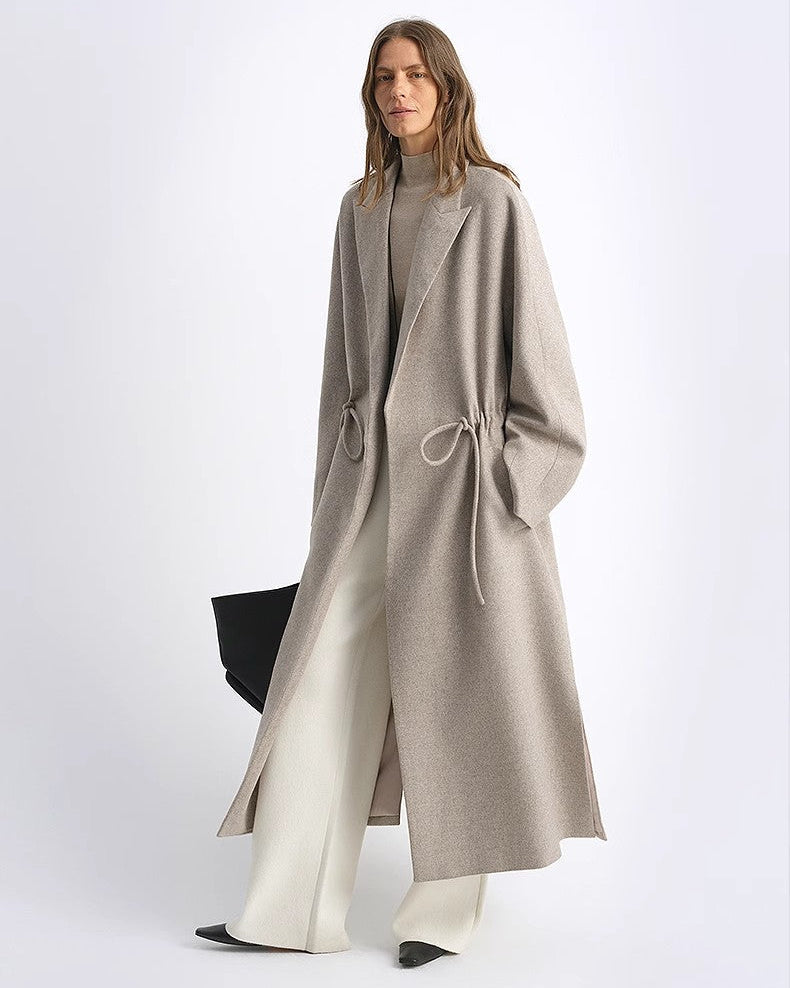 ‘Desert Heart’ Original Wool Peaked Lapel Drawstring Coat
