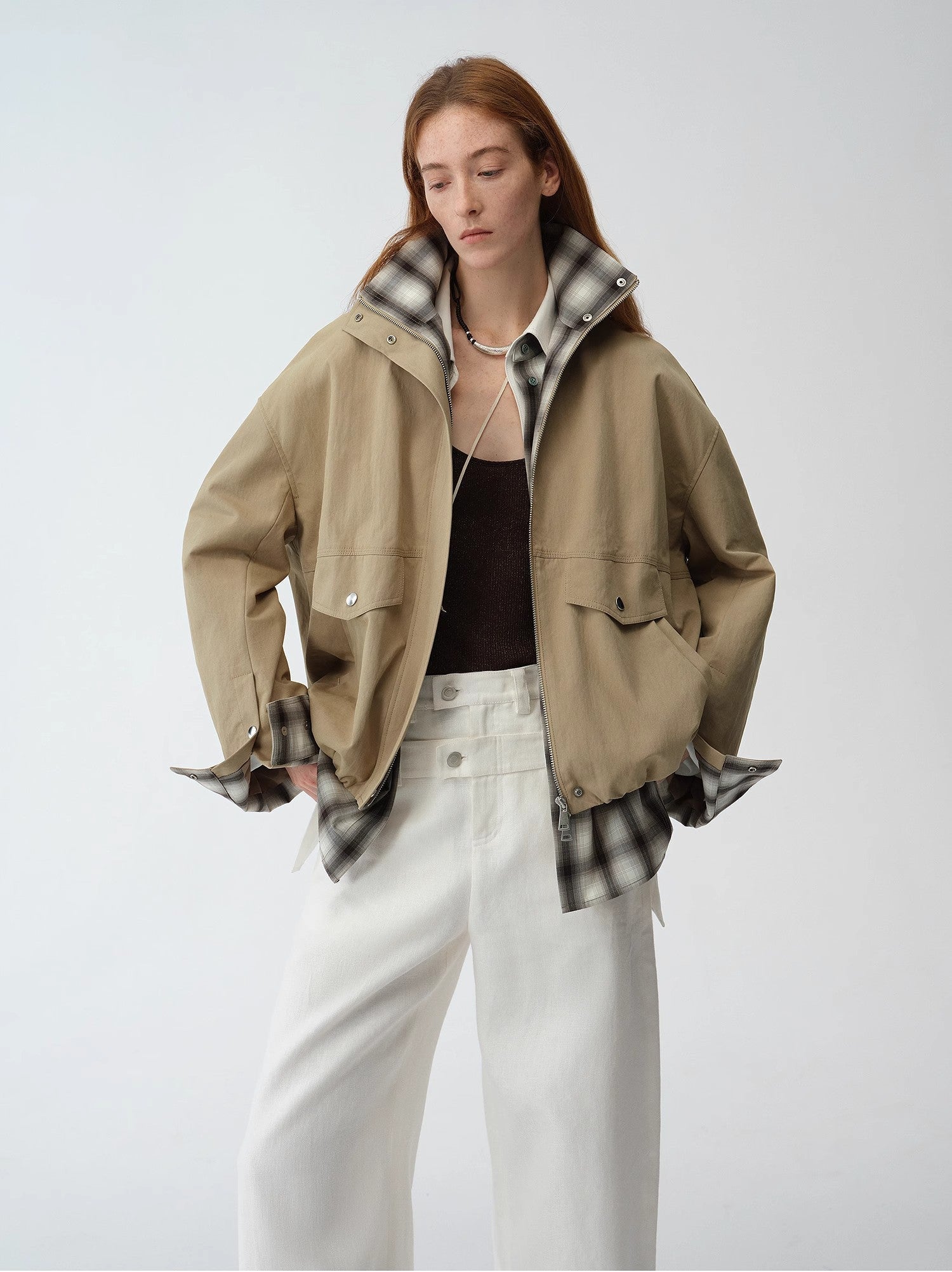 Women's Retro Plaid Cotton Short Jacket | Loose Fit | ‘Monsoon Climate’