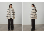 Fireladyfur Women's Lamb Wool Striped Jacket ‘Snowy New Year’