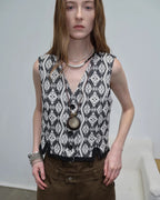 ‘Venice’ Classic Simple Silhouette Jacquard Ethnic Style V-Neck Vest