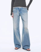 'West City Rhythm' Handmade Whisker Washed Flared Jeans Spring