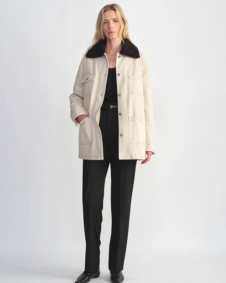 Fireladyfur Women's Goose Down Detroit Jacket with Merino Wool Collar