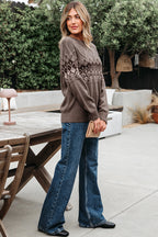 Alana Western Geometric Patterned Crew Neck Knitted Sweater