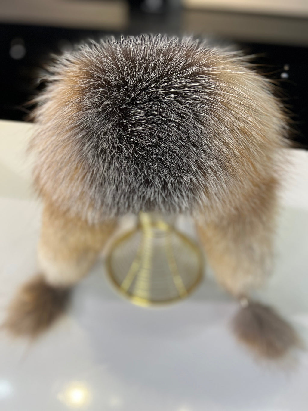 Genuine Silver Fox Fur Leather Hat