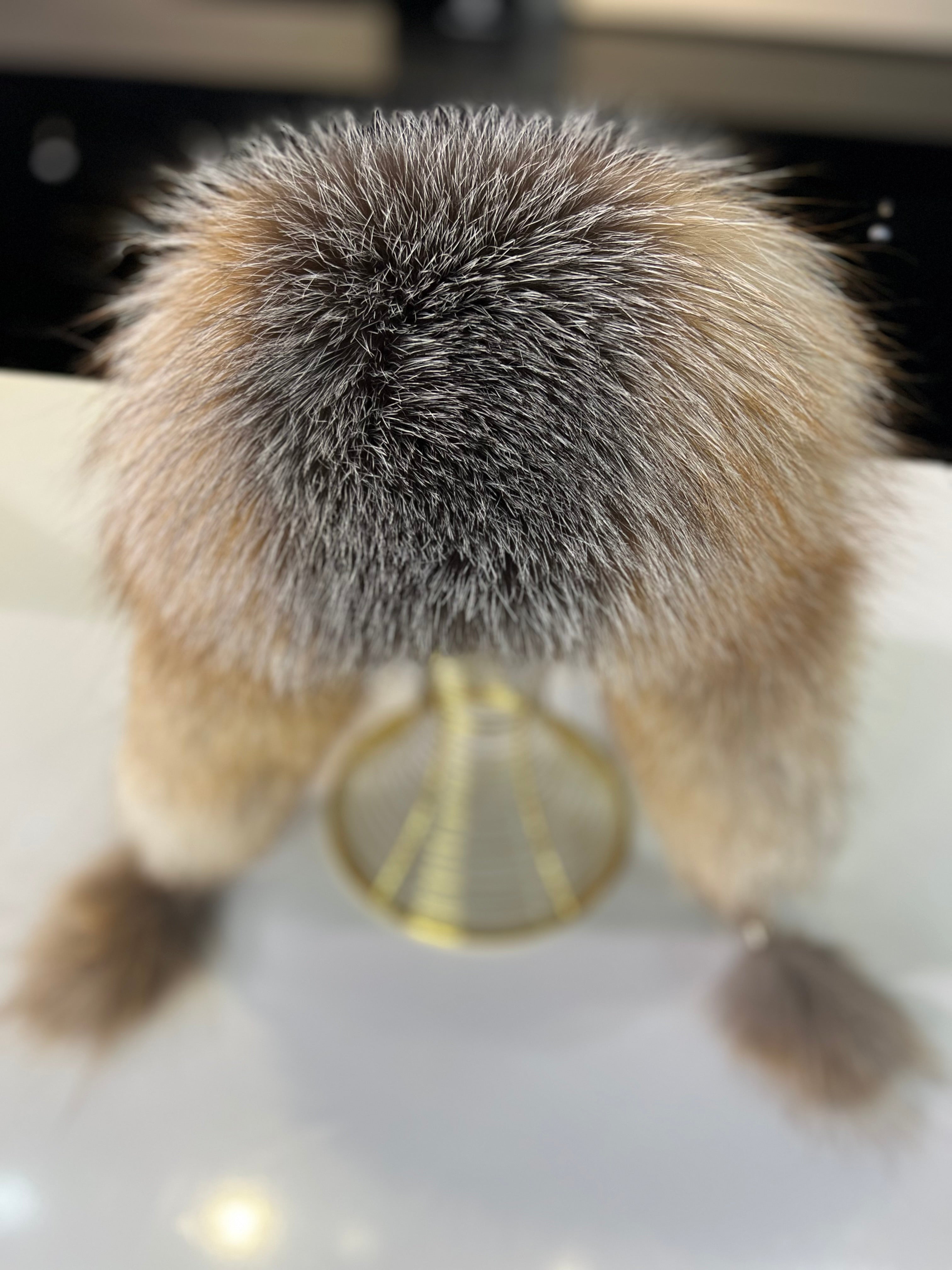 Genuine Silver Fox Fur Leather Hat