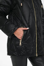 Genuine Mink Fur Trim Down Coat