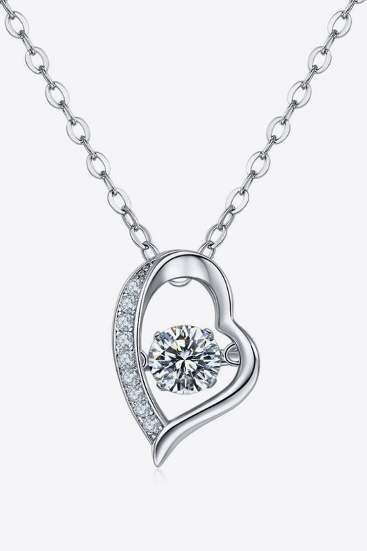 Silver Moissanite Heart Shape Pendant Necklace