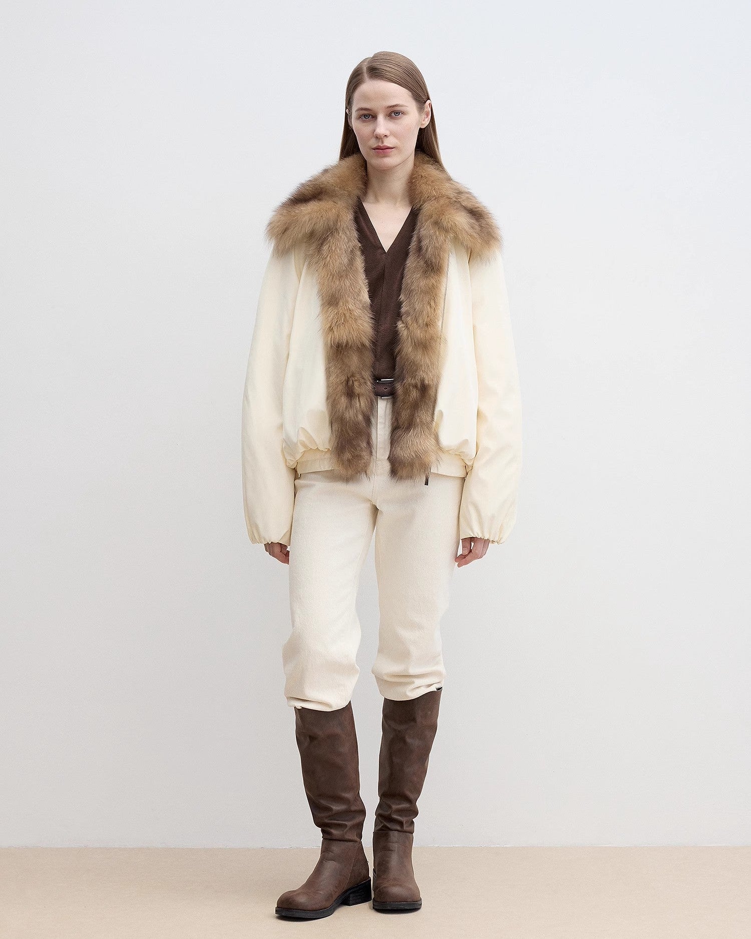 Fireladyfur Contrasting Fox Fur Collar Down Jacket 'Day and Night Rider'