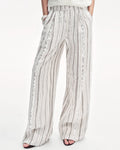 Linen Vertical Stripe Drape Wide Leg Casual Pants ‘Fashion Tension’