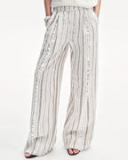 Linen Vertical Stripe Drape Wide Leg Casual Pants ‘Fashion Tension’